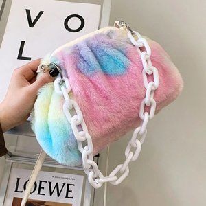 Tie Dye Fluffy Ruched Bag